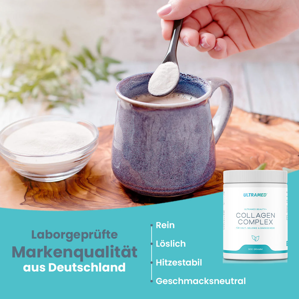 Kollagen Pulver - Hydrolysierte Kollagenpeptide Typ I,II & III mit VERISOL® + Vitamin C inkl. Dosierlöffel