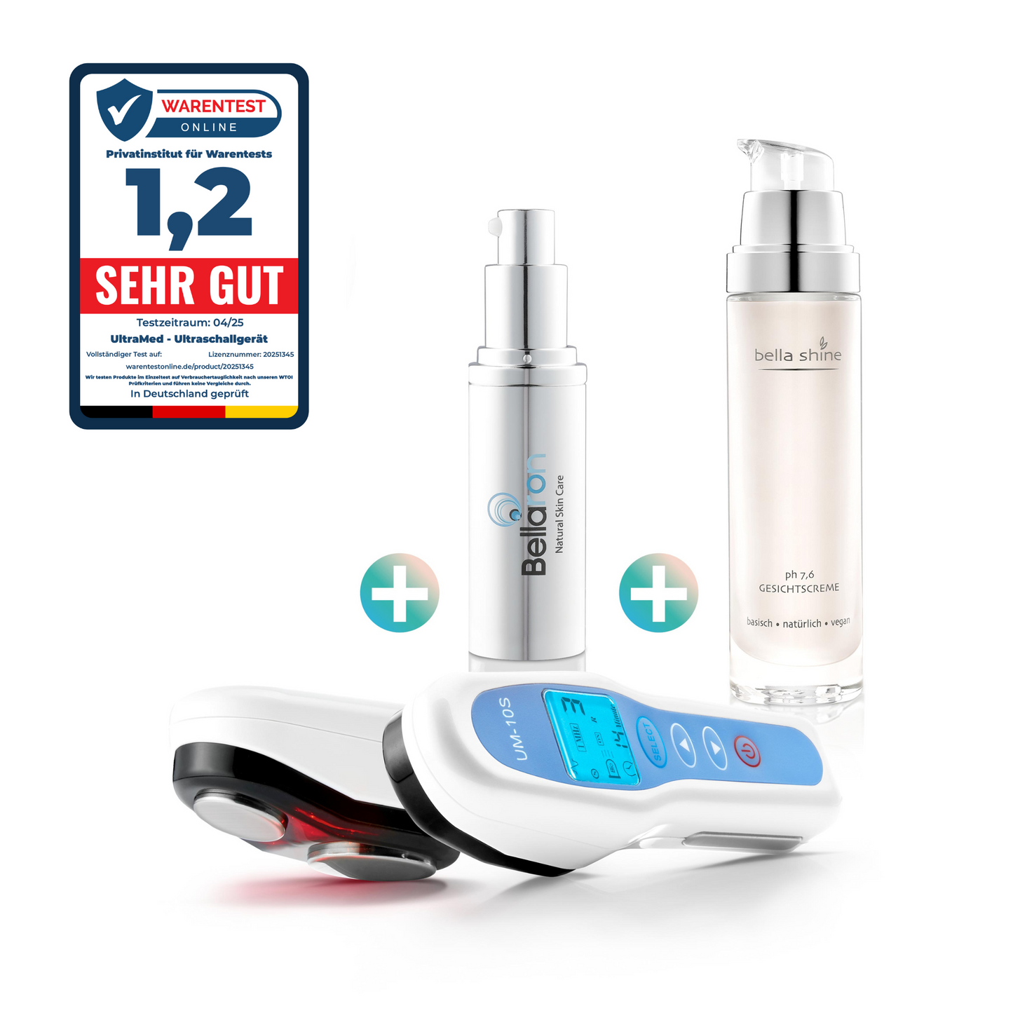 Ultraschallgerät + Bellaron 3-fach Hyaluronserum + Bella Shine Tages- und Nachtcreme