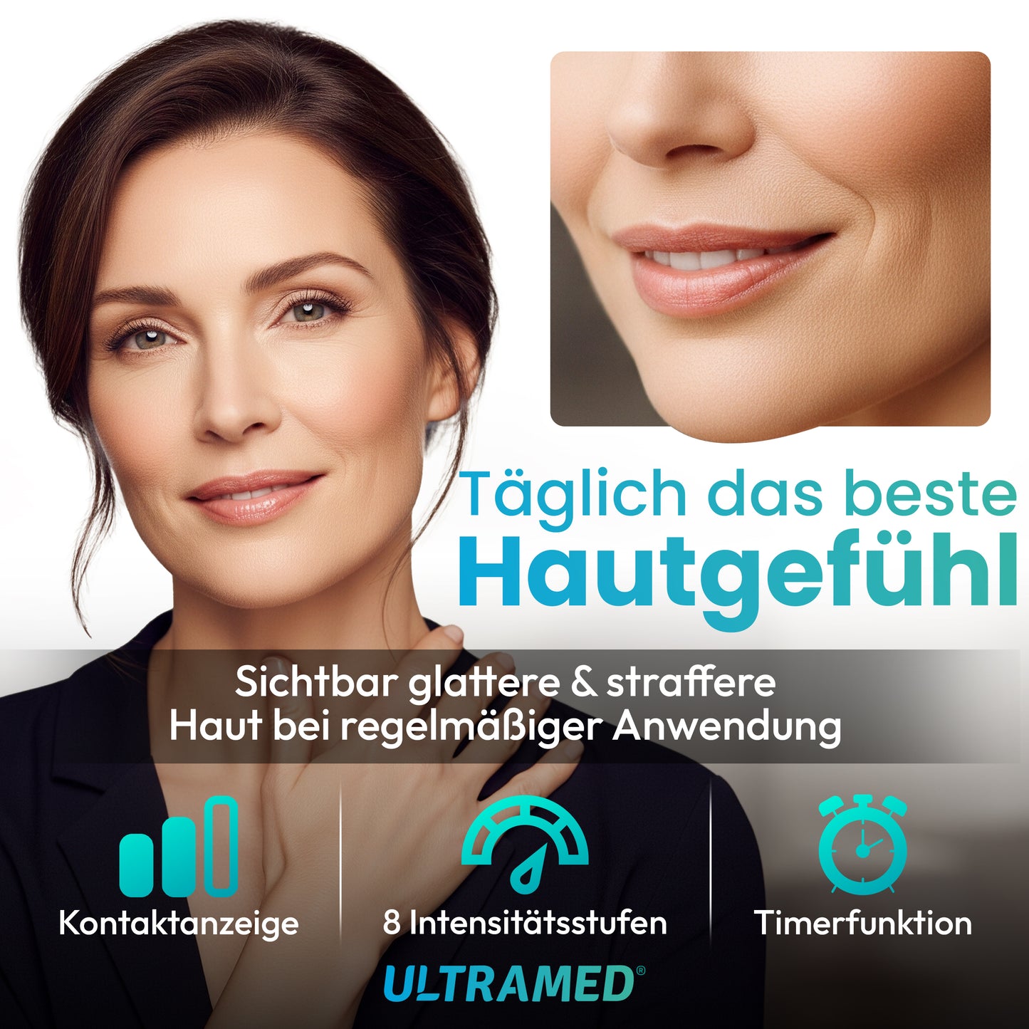 UltraMed - Professionelles Ultraschallgerät für Zuhause - Mit 2 Schallköpfen - 1 MHz + 3 MHz - Für Körper & Gesicht