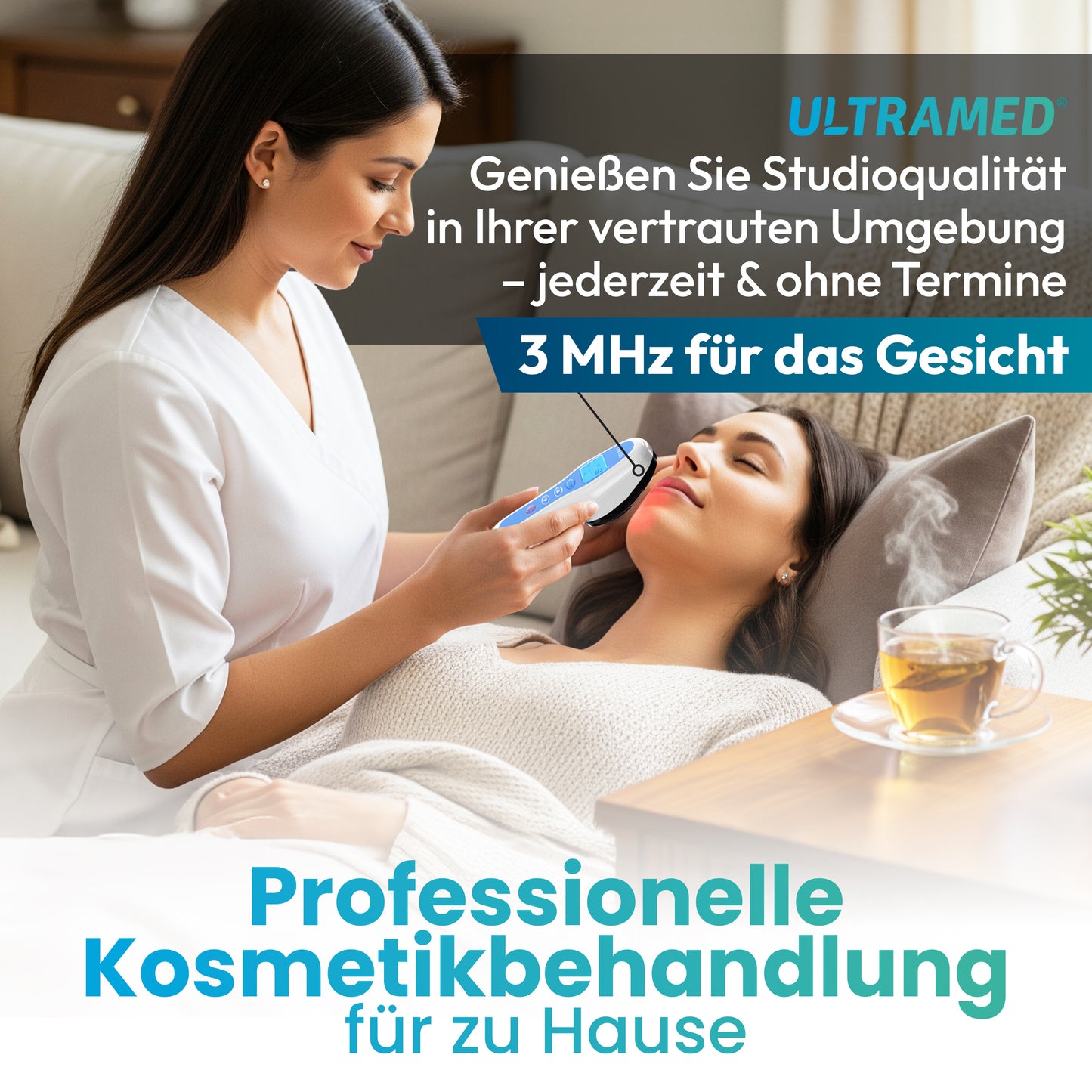 UltraMed - Professionelles Ultraschallgerät für Zuhause - Mit 2 Schallköpfen - 1 MHz + 3 MHz - Für Körper & Gesicht