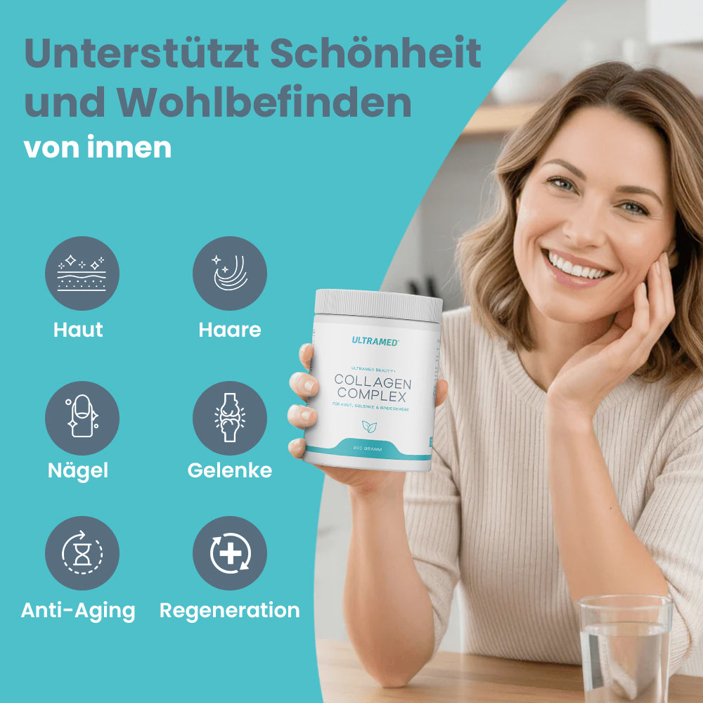 Kollagen Pulver - Hydrolysierte Kollagenpeptide Typ I,II & III mit VERISOL® + Vitamin C inkl. Dosierlöffel