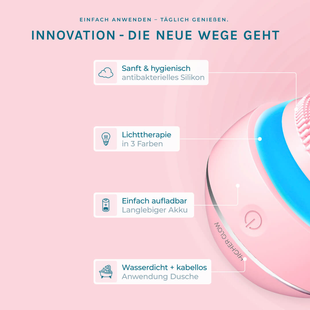Higher Glow - Elektrische Silikon-Gesichtsreinigungsbürste