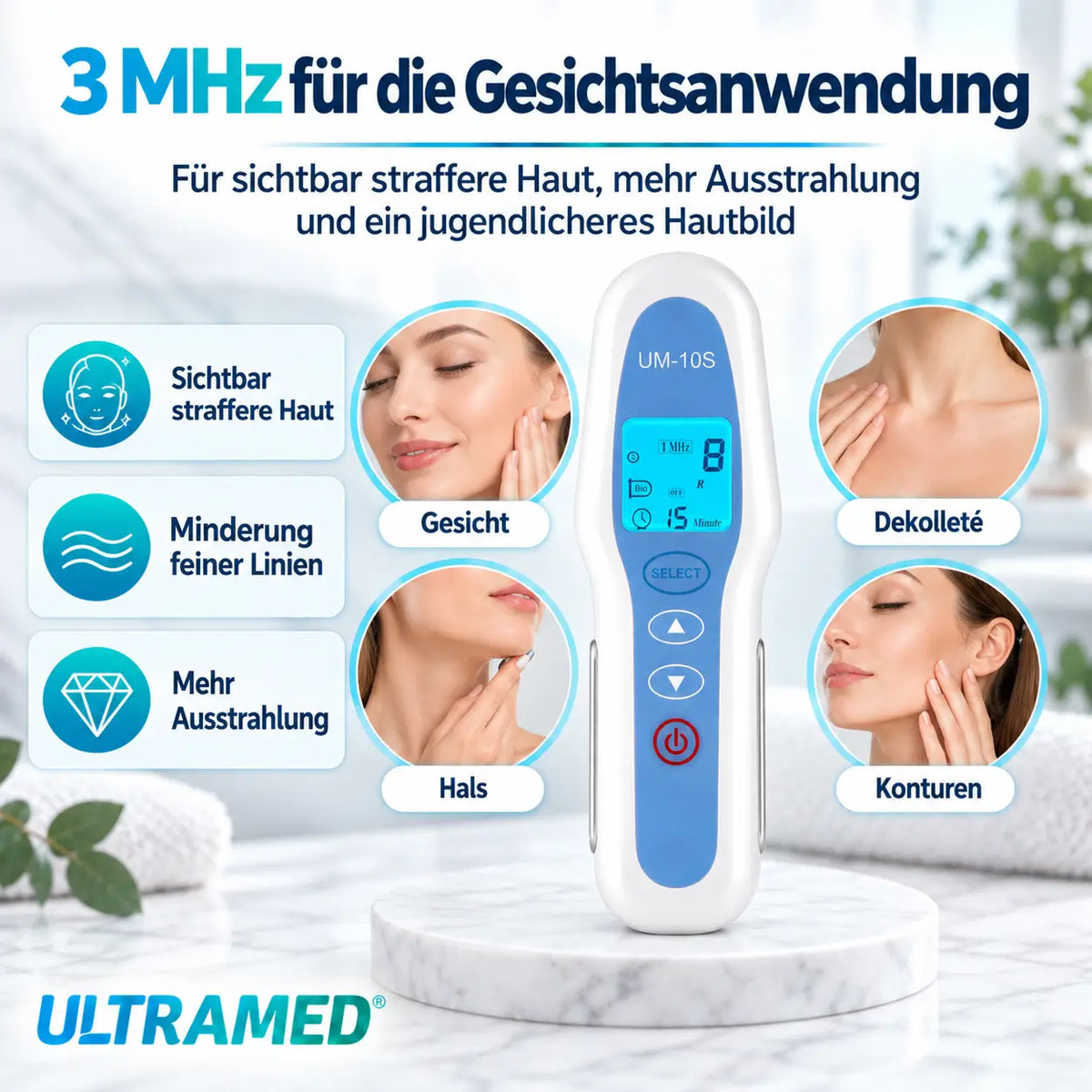 Professionelles Ultraschallgerät für Zuhause - 2 Schallköpfe für Gesicht & Körper