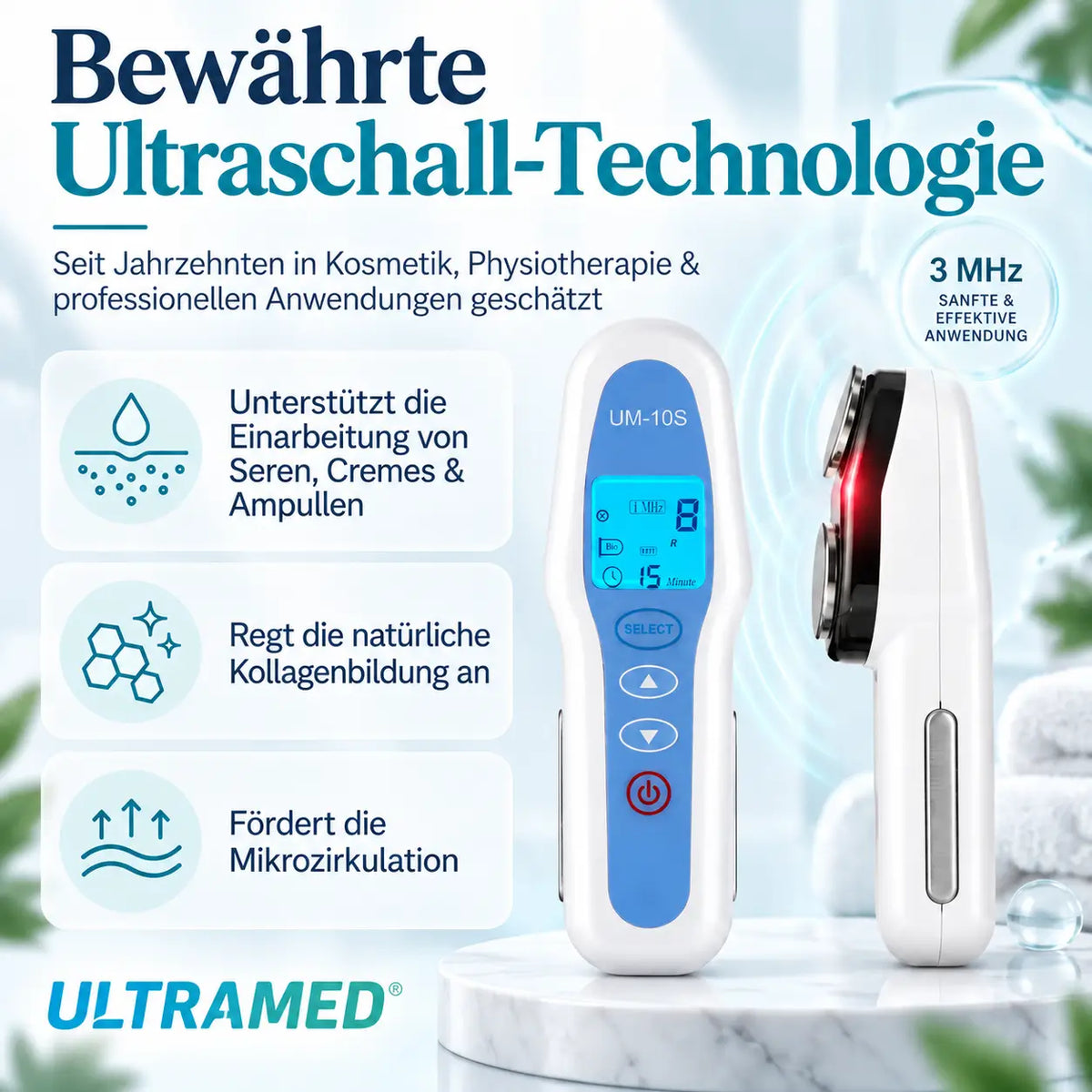 Professionelles Ultraschallgerät für Zuhause - 2 Schallköpfe für Gesicht & Körper