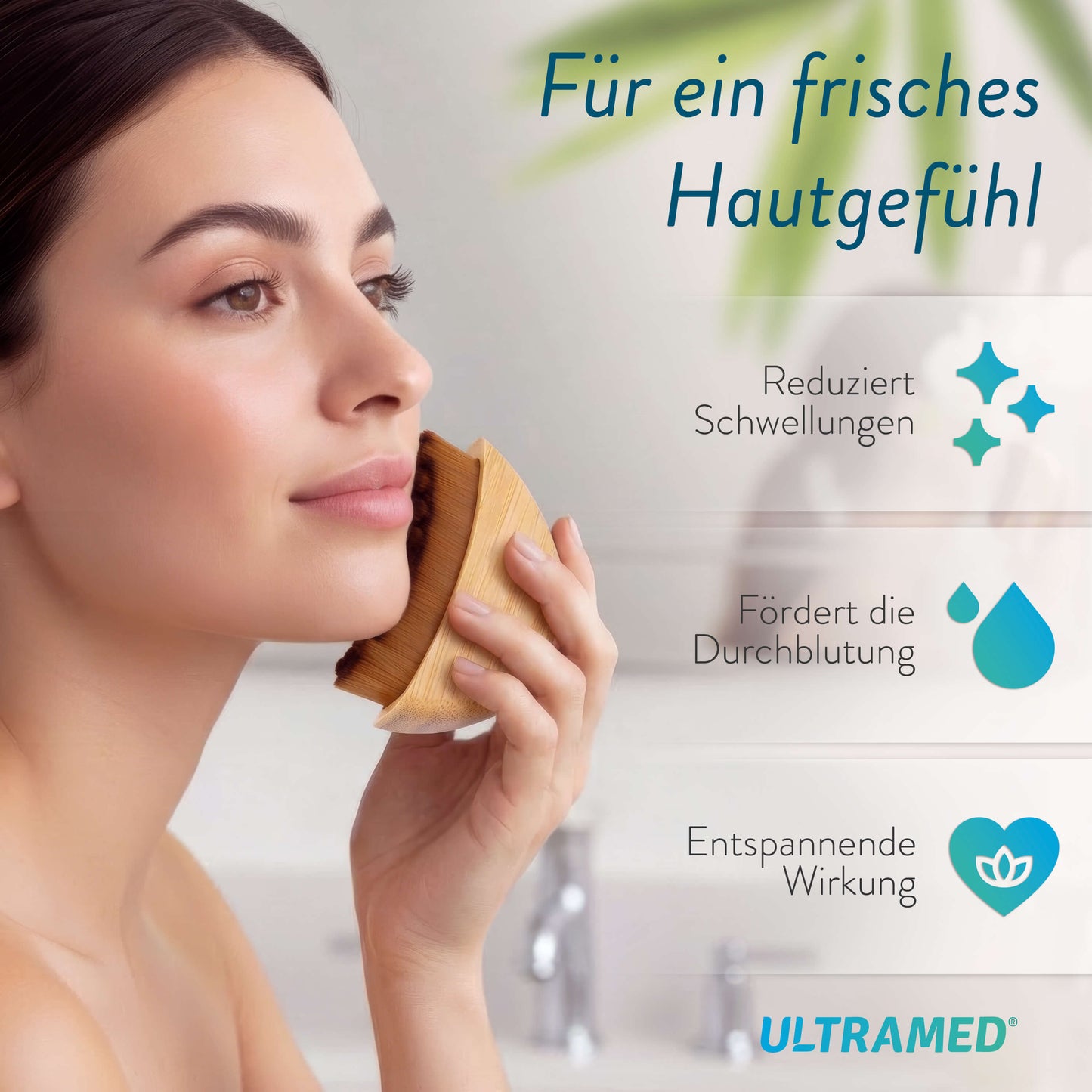 Premium lymphatische Gesichtsbürste aus echtem Bambus für Gesicht, Kinn & Hals