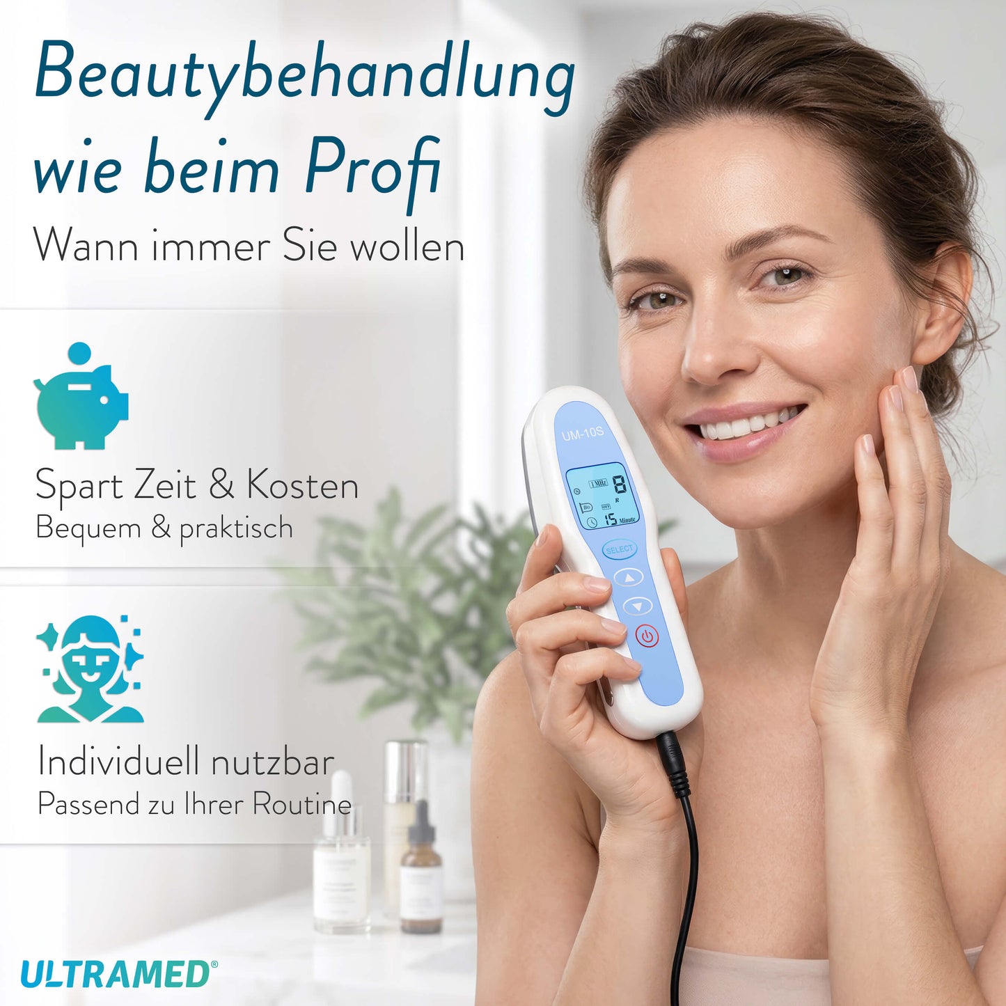 Professionelles Ultraschallgerät für zu Hause - Zwei Schallköpfe für Gesicht & Körper mit 3 MHz & 1 MHz