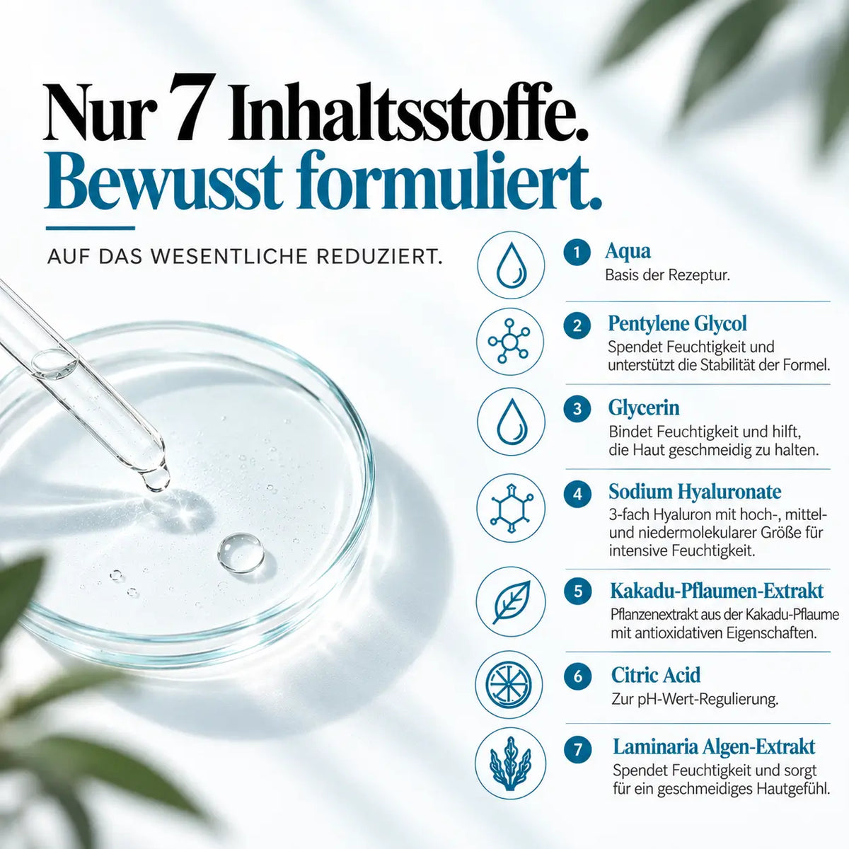Bellaron 3-Fach Hyaluron Serum – Nur 7 Inhaltsstoffe – 30 ml