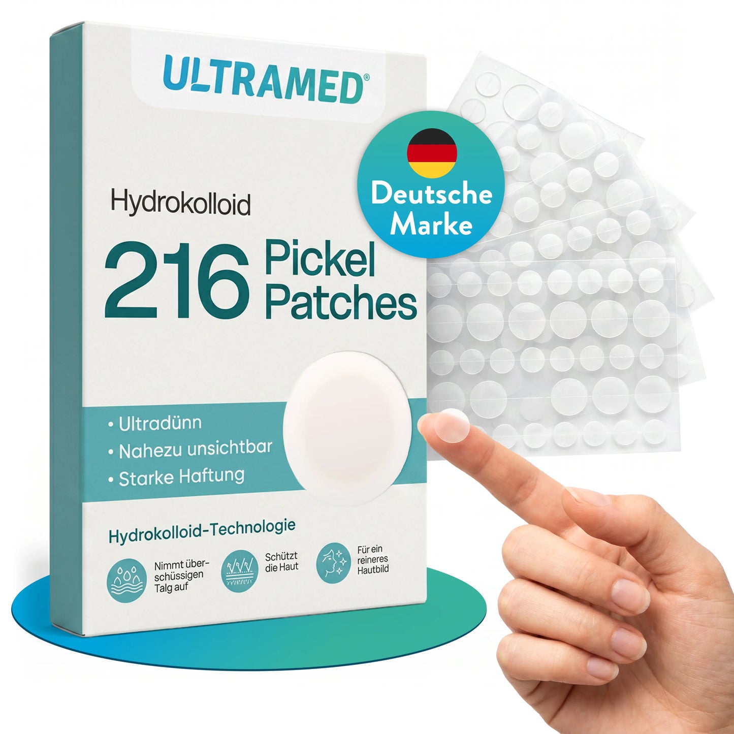Premium Hydrokolloid Pickel Patches – 216 Stück | Ultradünn, Nahezu Unsichtbar & Starke Haftung