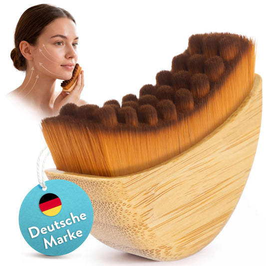 Premium lymphatische Gesichtsbürste aus echtem Bambus für Gesicht, Kinn & Hals