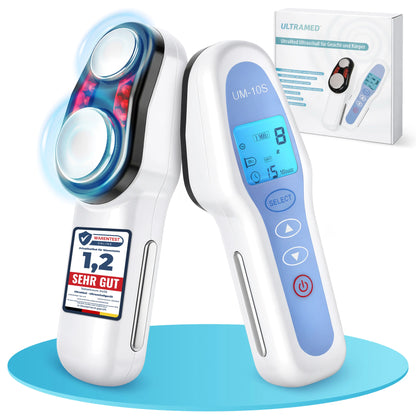 Professionelles Ultraschallgerät für zu Hause - Zwei Schallköpfe für Gesicht & Körper mit 3 MHz & 1 MHz