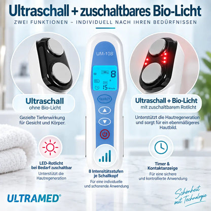Professionelles Ultraschallgerät für Zuhause - 2 Schallköpfe für Gesicht & Körper